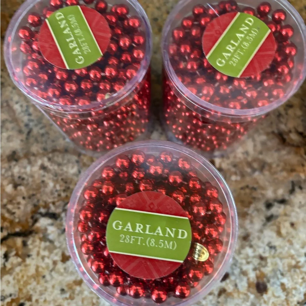 Christmas red garland NWT 3 containers 38 ft 1 container 9 ft